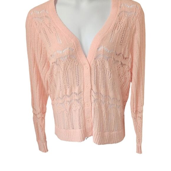 TORRID New Plus Size Pointelle Impatient Pink V- Neck Cardigan Sweater 4X - Picture 2 of 16